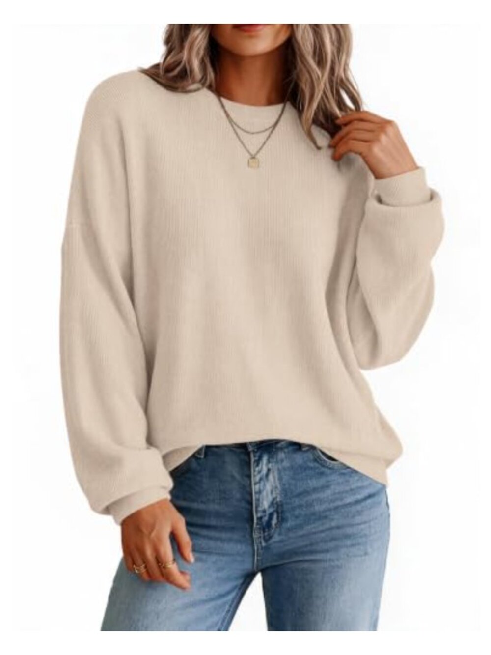 Zeagoo Oversized Knit Sweater Crewneck Long Sleeve Pullover